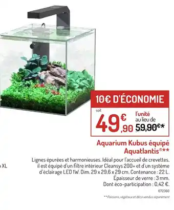 Botanic AQUATLANTIS Aquarium Kubus équipé offre