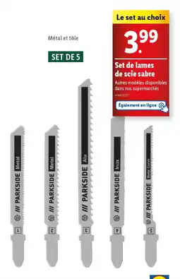 Lidl Parkside set de lames de scie sabre offre