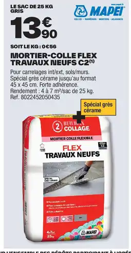 Brico Dépôt Mortier colle flex travaux neufs c2 offre