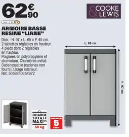 Brico Dépôt Armoire basse resine liane offre