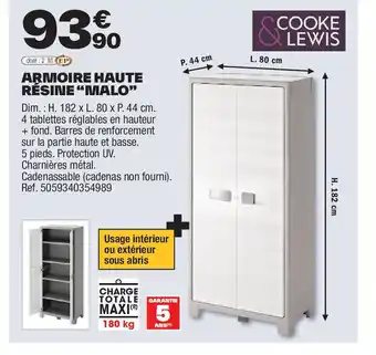 Brico Dépôt Armoire haute résine malo offre