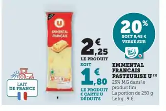 U Express Emmental francais pasteurise u offre