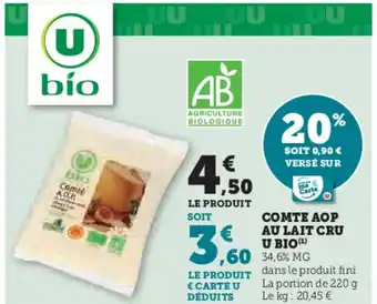 U Express Comte aop au lait cru u bio offre