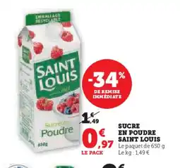 Hyper U SAINT LOUIS Sucre en poudre offre