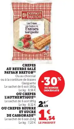 Hyper U PAYSAN BRETON Crepes au beurre salé offre