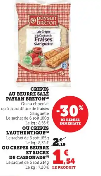 Hyper U PAYSAN BRETON Crepes au beurre salé offre