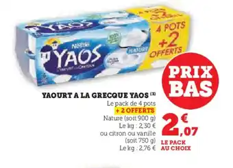 Hyper U YAOS Yaourt a la grecque offre