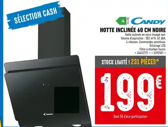 Brico Cash Candy Hotte inclinée 60 cm noire offre