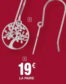 Carrefour Boucles d’oreilles pendantes argent rhodié offre