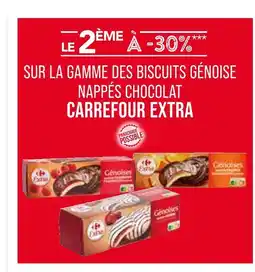 Match 30% sur la gamme des biscuits génoise nappés chocolat carrefour extra offre