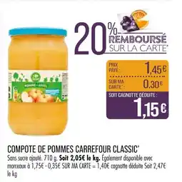 Match Carrefour Classic' Compote de pommes offre