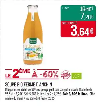 Match SOUPE BIO FERME D’ANCHIN offre