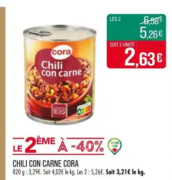 Match Cora Chili con carne offre