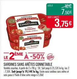 Match CONNETABLE SARDINES SANS ARÊTES offre