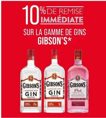 Match GIBSON’S 10% de remise immédiate sur la gamme de gins Gibson's offre