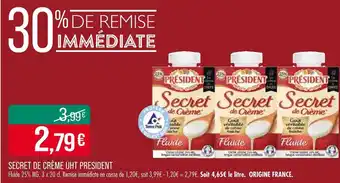 Match PRESIDENT SECRET DE CRÈME UHT PRESIDENT offre