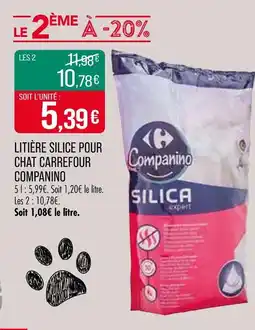 Match CARREFOUR COMPANINO Litière Silice Pour Chat Carrefour Companino offre