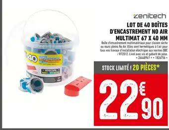 Batkor Zenitech Lot de 40 boîtes d'encastrement No Air Multimat 67 x 40 mm offre