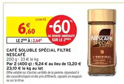 Intermarché NESCAFÉ Café soluble spécial filtre offre