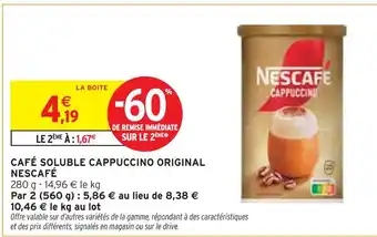 Intermarché NESCAFÉ Café soluble cappuccino original offre