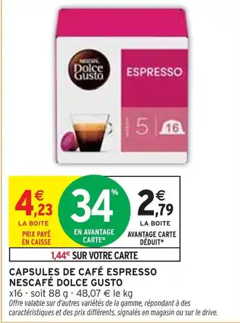 Intermarché Nescafé Dolce Gusto Capsules de Café Espresso offre