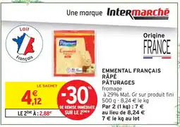 Intermarché Pâturages Emmental Français Râpé offre