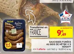 Intermarché Hénaff Saucisses fumées au bois de hêtre x 5 offre