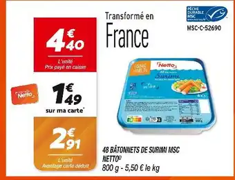 Netto Netto 48 bâtonnets de surimi MSC offre