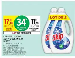 Intermarché SKIP Lessive liquide active clean x37 offre