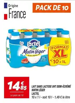 Netto Lactel Lait sans lactose UHT demi-écrémé Matin Léger offre