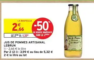 Intermarché LEBRUN Jus de pommes artisanal offre