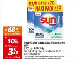 Netto SUN Tablettes lave-vaisselle tout en 1 regular x70 offre