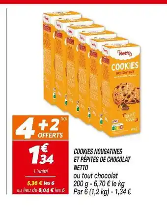 Netto NETTO Cookies nougatines et pépites de chocolat offre