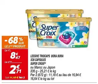 Netto SUPER CROIX Lessive triocaps bora bora x28 capsules offre