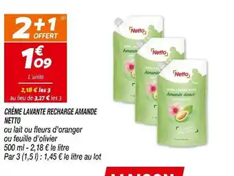 Netto NETTO Crème Lavante Recharge Amande offre