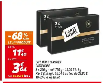 Netto CARTE NOIRE CAFÉ MOULU CLASSIQUE offre