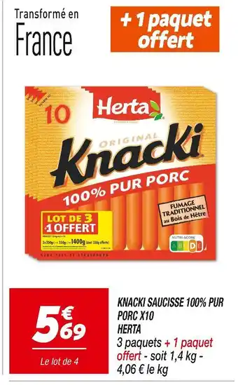 Netto HERTA Knacki Saucisse 100% Pur Porc x10 offre