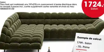 Möbel Martin Salon tissu tissé vert matelassé offre