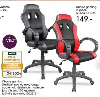 Möbel Martin Chaise gaming, offre