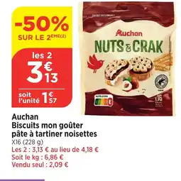 Maximarché AUCHAN Biscuits mon goûter pâte à tartiner noisettes offre