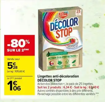 Carrefour Market Lingettes anti-décoloration offre