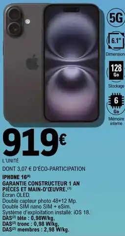 E.Leclerc Iphone 16 offre