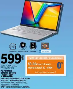 E.Leclerc ASUS Vivobook PC PORTABLE N1704YA-BX189W offre