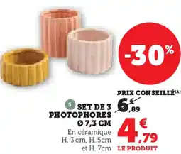 Super U Set de 3 photophores offre