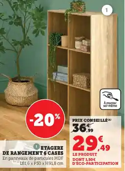 Super U Etagere de rangement 6 cases offre