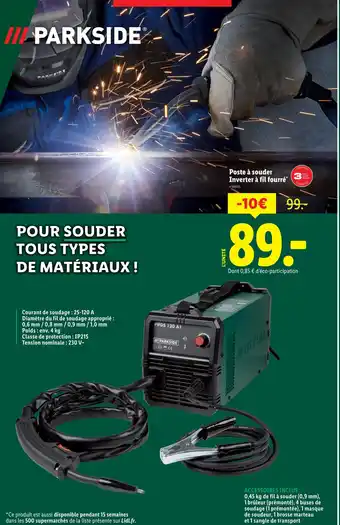 Lidl PARKSIDE Poste à souder Inverter à fil fourré offre