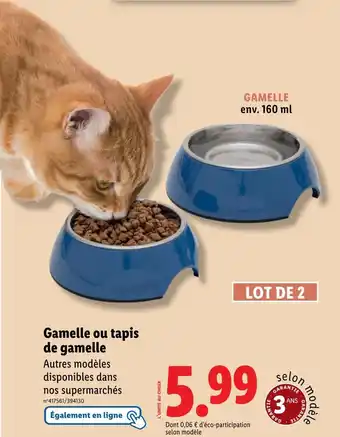 Lidl zoofari Gamelle ou tapis de gamelle offre