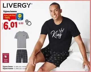 Lidl Livergy Pyjama homme offre