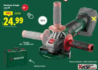 Lidl PARKSIDE Meuleuse d'angle sans fil offre