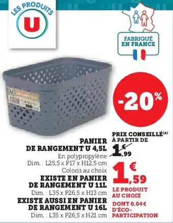 Super U Panier de rangement U offre